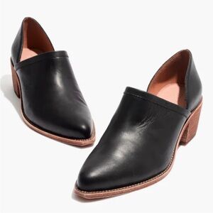 Madewell Black Leather Brady Lowcut Bootie women’s size 7 heeled boots boho